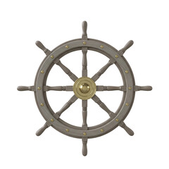 Wooden ship's wheel for navigation and steering