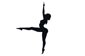 Woman balancing in Flamingo Posevector illustration isoleted on white background in silhouette .