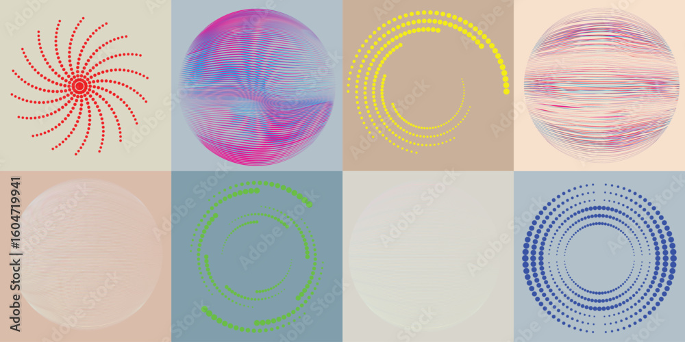 Leinwandbilder lines and dots in circle form .rotate rounded shape vector .rotating dots form a circle .rotating an