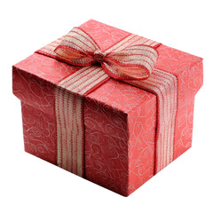 A Valentine gift box with ribbon, isolated isolated on transparency background