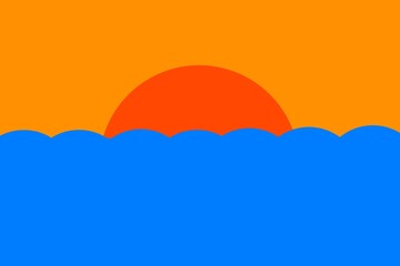 Abstract background of sunset view on blue sea