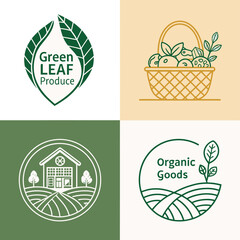 Collection of Farm Logos, Isolated Vector