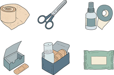 First Aid Supplies Illustration Set