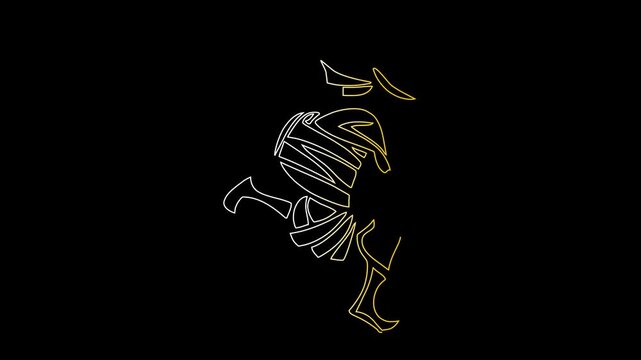 Durga Puja dhak outline animation in alpha channel or transparent video