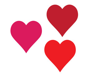 Love, romance, or social media like icons in different red shades