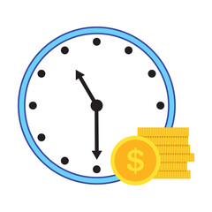 Time Is Money Clock And Coins