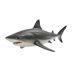 Obraz premium Gray Shark with Sharp Teeth in Profile View.