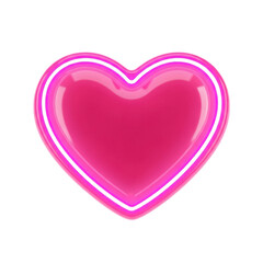 3D Render of a Luminous Pink Heart on transparent background