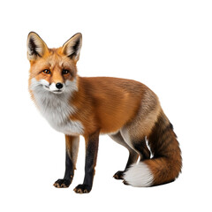 Obraz premium Red Fox Standing Against White Background.