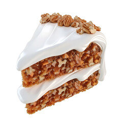 Delicious Slice of Carrot Cake with Cream Cheese Frosting and Walnuts