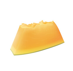 Studio Shot of a Juicy Cantaloupe Slice, Vibrant Yellow-Orange Hues, Isolated on Black Background, Fresh Summer Fruit, Healthy Eating Concept.