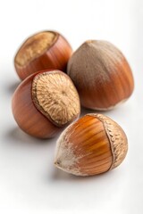 hazelnuts on white background