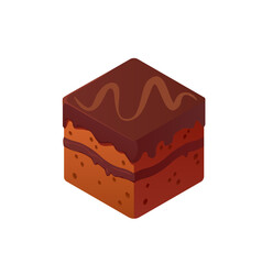 Delicious Chocolate Fudge Cake: Isometric View, Rich Brown Tones, Sweet Treat