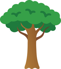 Lush green tree with brown trunk and branches nature plant