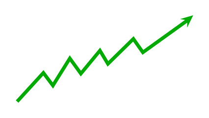 Green arrow line graph business growth up trend concept, Economic growth, Stock market profit, Financial growth sign. Vector illustration.