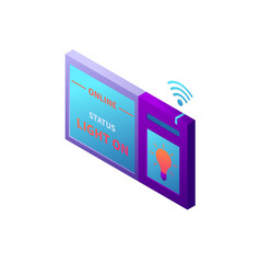Isometric Smart Home App Interface: Wireless Light Control, Online Status Display, Modern Design