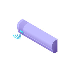 Smart Home Wifi Enabled Purple Air Conditioner Isometric Illustration