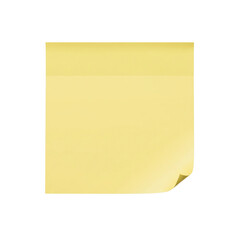 Blank yellow sticky note with a curled corner