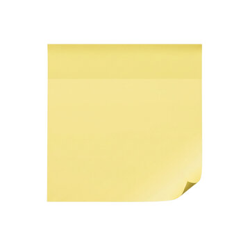 Blank yellow sticky note with a curled corner