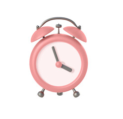 Pink Retro Alarm Clock, 3D Render, Minimalist Style, Gentle Wake-Up Mood, Time Management Concept.