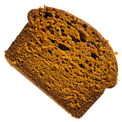 Slice of Dark Rye Bread with Crumbly Texture