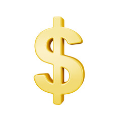 Golden 3D Dollar Sign Symbol; Wealth, Finance, Success Concept; Isolated on Black Background