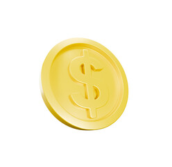 3D Render: Golden Dollar Coin, Wealth, Finance, Success, Prosperity, Isolated on Black Background