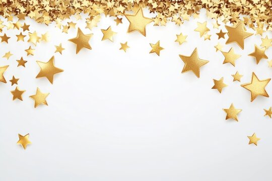 Falling star confetti border background stars white.