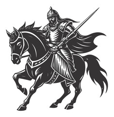 Fototapeta premium a fierce islamic man warrior riding a horse