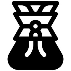 Pour over coffee dripper. Outlined stroke vector icon with black-filled details.