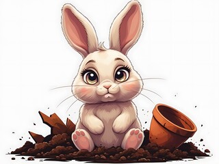 Cute Bunny Broken Pot Garden.