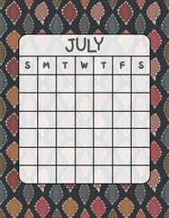 Vertical Perpetual Calendar Template with Exclusive Pattern – 8.5x11 inch Undated Monthly Layout