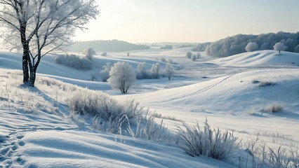 christmas winter vector of empty snowbanks field. AI GENERATED.
