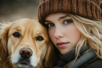 Generative ai image of trained dog showing discipline and connection in close portrait