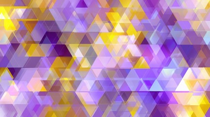 Obraz premium Abstract geometric pattern with colorful translucent triangles in purple and yellow tones creating vibrant crystalline matrix with layered shapes and modern flat design style