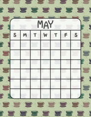 Vertical Perpetual Calendar Template with Exclusive Pattern – 8.5x11 inch Undated Monthly Layout