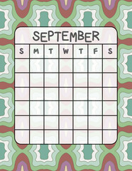 Vertical Perpetual Calendar Template with Exclusive Pattern – 8.5x11 inch Undated Monthly Layout