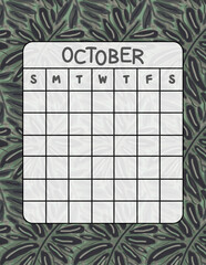 Vertical Perpetual Calendar Template with Exclusive Pattern – 8.5x11 inch Undated Monthly Layout