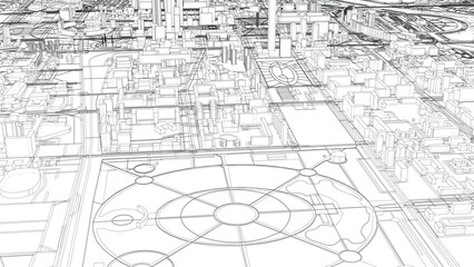 Obraz premium Intricate Urban Blueprint