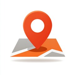 Red Map Pointer Icon on Gray and Orange Map
