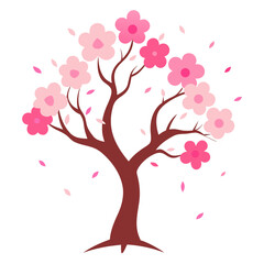 Fototapeta premium A dreamy cherry blossom tree with pink petals vector illustration