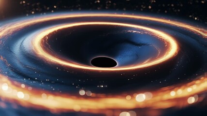 An artistic representation of a black hole in deep space, featuring a glowing accretion disk and swirling cosmic energy, illustrating the mystery of the universe. - Powered by Adobe