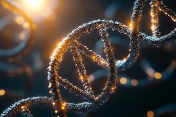 Colorful molecular structure showing futuristic biology, genetic mutations, and medical science, generative ai