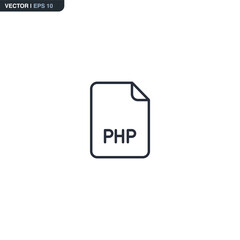PHP file format, linear style sign for mobile concept and web design