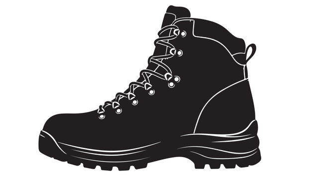 Black hiking boot illustration, a durable and sturdy design for outdoor adventures