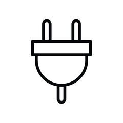 Black Outline Electric Plug Icon on a White Background for Various Uses