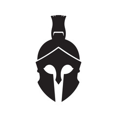 Front view gladiator helmet silhouette vector flat illustration design on white background
