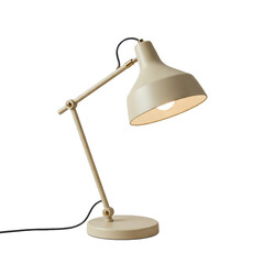 Elegant desk lamp illuminating a workspace with a minimalist design and neutral colors