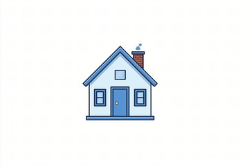 Dreamy Aesthetic Cozy Haven: Blue Shaded Illustrative Home with Whimsical Architecture and Cartoonish Structure for Digital Art Lovers