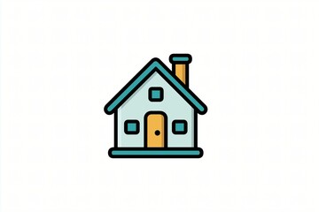 Whimsical Modern Architecture: Vector Art of a Cozy House Icon with Colorful Details and Playful Shapes for a Dreamscape Home Illustration
